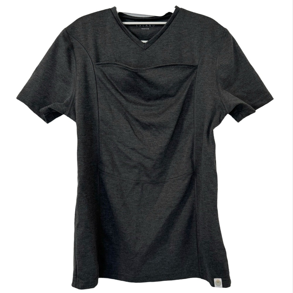 LALABU Mens The Soothe Shirt V-Neck Dad‎ & Baby M Charcoal Gray